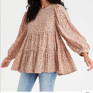 American Eagle Printed Tunic Babydoll Top